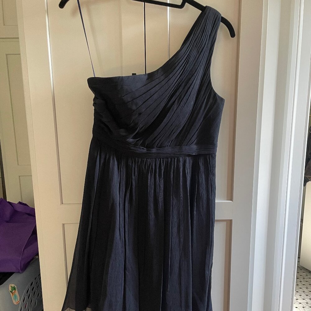 J Crew One Shoulder Silk Chiffon Dress